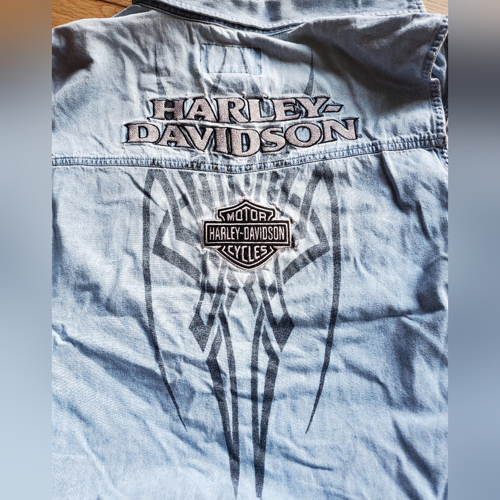 VINTAGE Harley Davidson Sleeveless Denim Vest